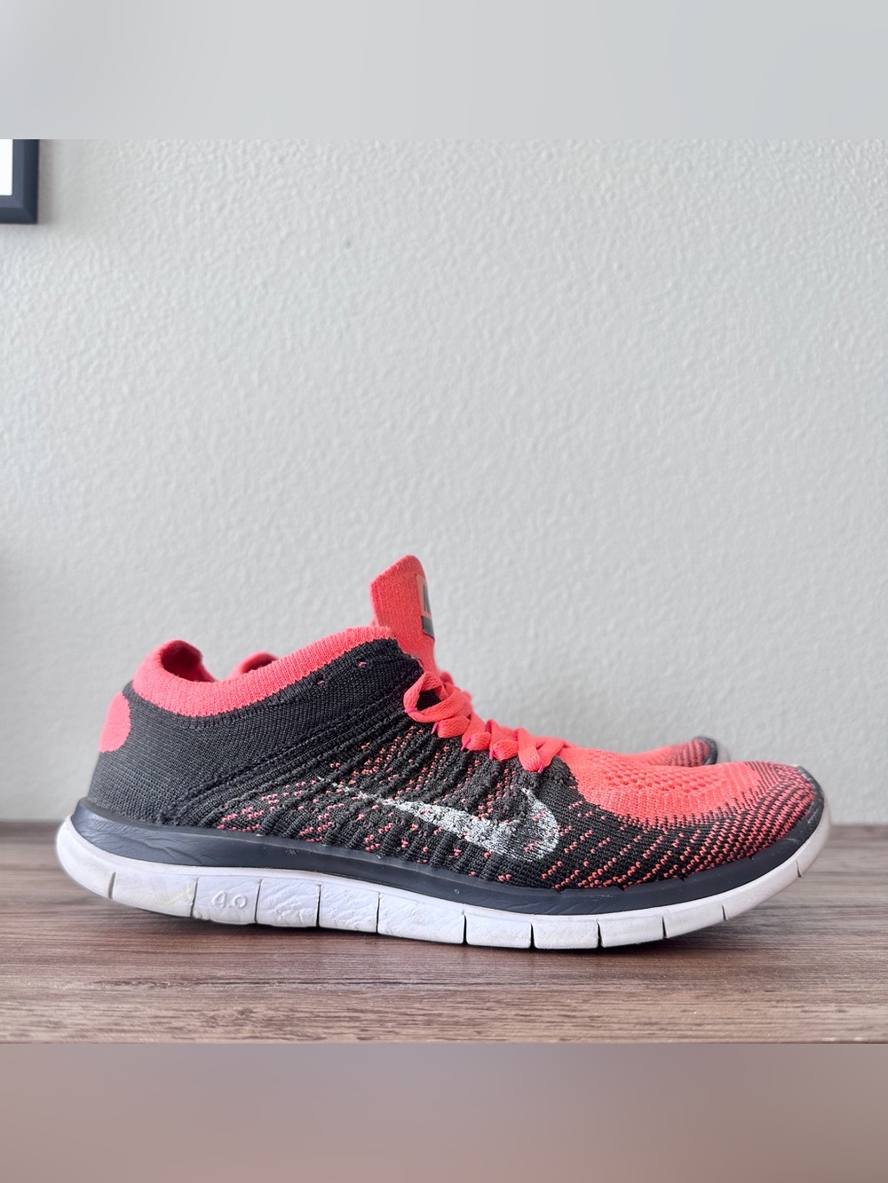 Nike Free 4.0 Flyknit Mango Neon Orange Black Knit (Size 8.5) MUST GO! DM OFFERS